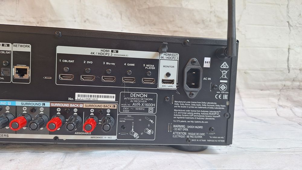 7.2 Denon AVR-X1600 Wi-Fi BT Heos 4K60p eARC DSD Spotify Atmos Vision