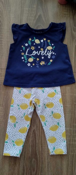 Komplet dla dziewczynki bluzeczka i legginsy cytryny 68/74 F&F