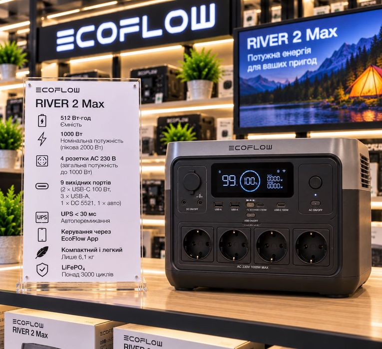EcoFlow RIVER 2 Max-нова, 3 роки гарантії.