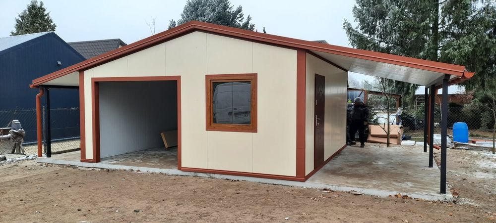 Garaż z płyty warstwowej, dwuspadowy, 35m², CAŁA POLSKA