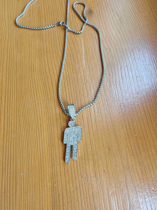 Blohsh Billie Eilish łańcuszek chain nowy srebrny metalowy diamenciki merch