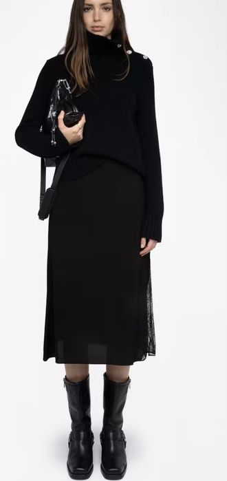 Юбка черная с кружевом Zadig & Voltaire