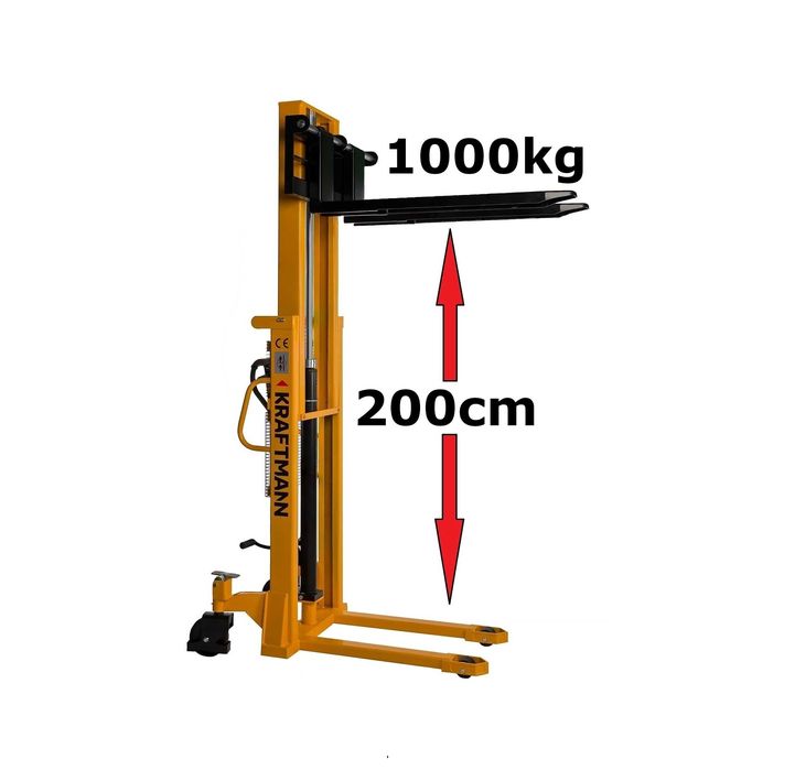 Paleciak 1t Wózek paletowy MASZTOWY SZTAPLARKA WIDLAK 200cm 1000kg