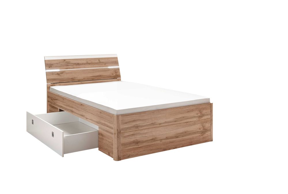 Łóżko podwójne drewnopodobne 140x200 Mars - LED