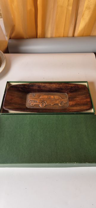 Okazjonalna miedziana plakieta Polski FIAT PRL na tacy w oryg. pudełku