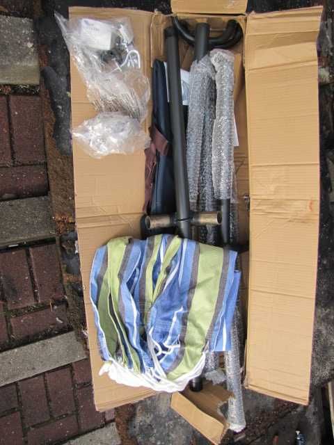 Hamak ogrodowy ze stojakiem metalowym dwuosobowy Vivere nowy