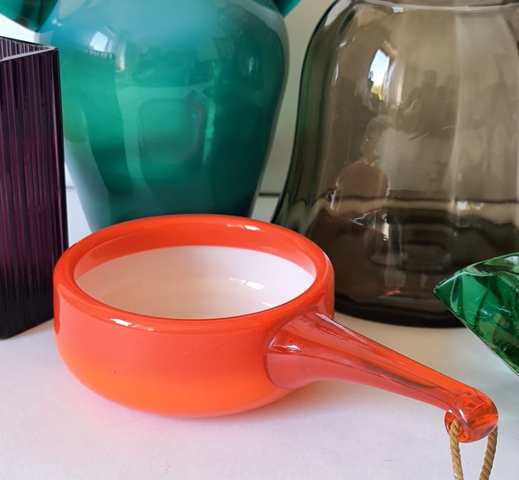 Rondelek tyglik sledziarka Holmegaard piękne stare kolorowe szkło