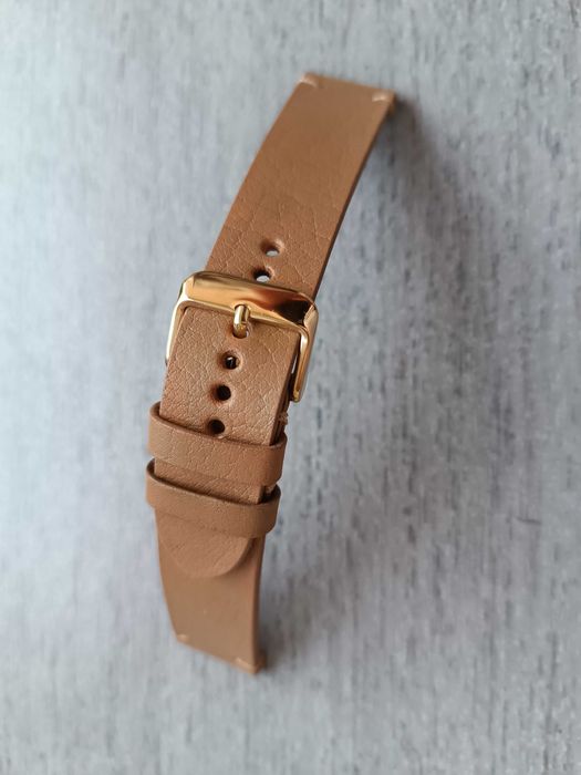Beżowy skórzany pasek zegarka 19,5 mm