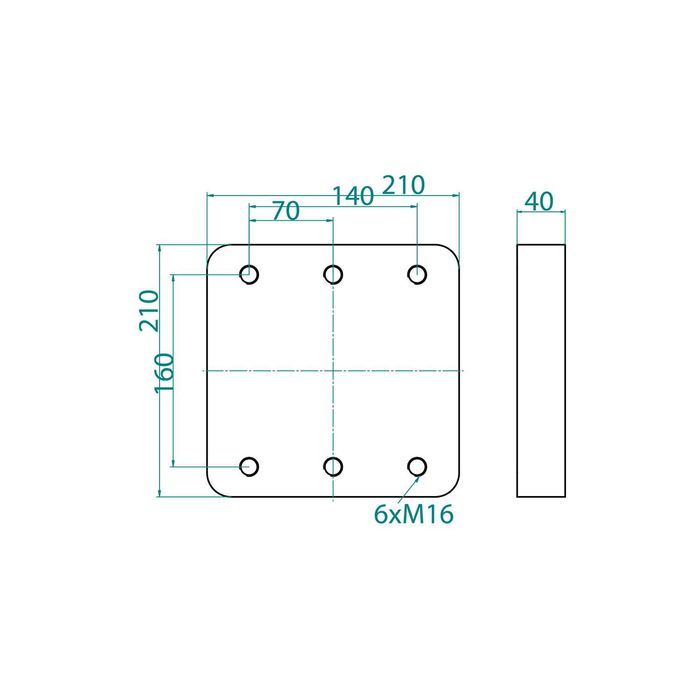 Płyta montażowa dla ucho dyszla do wspawania 110x100mm 145x145mm