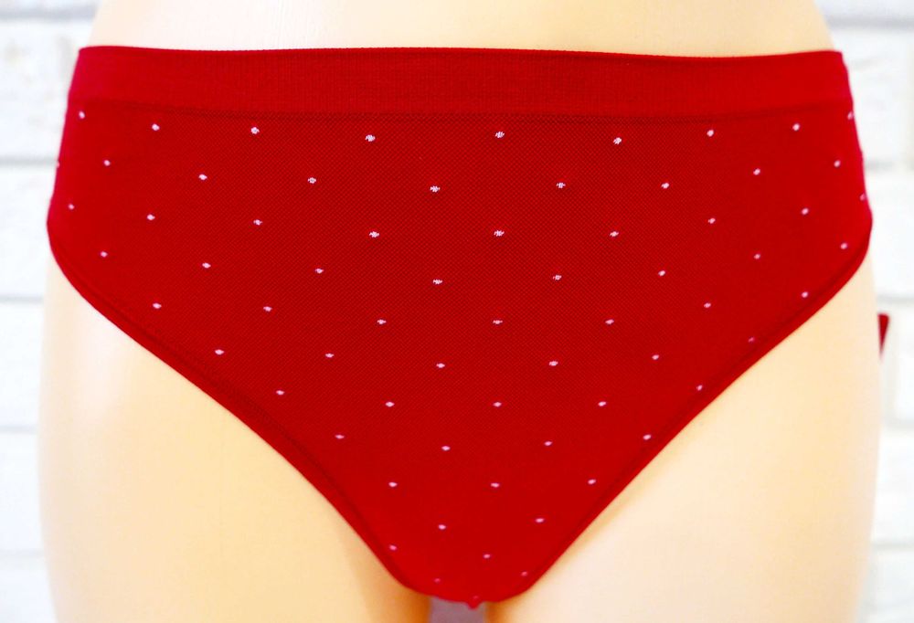 Czerwone stringi w kropeczki płaskie szwy KUNERT COMFORT 36-38 S