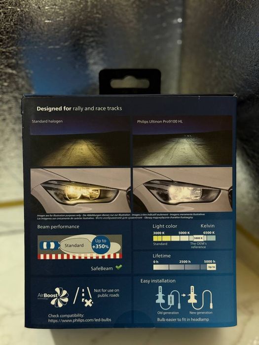Продам комплект LED ламп Philips Ultinon Pro9100, цоколь H4, 12/24V.