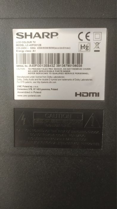 Sprzedam Telewizor SHARP 40cali