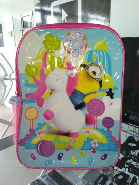 PROMO:Mochila Minions + Fluffy 38x28x11cm