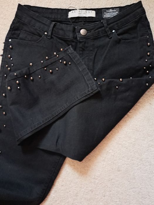 Nowe spodnie dżinsowe z perłami Denim Anthology Sadie Slim 12 Petite