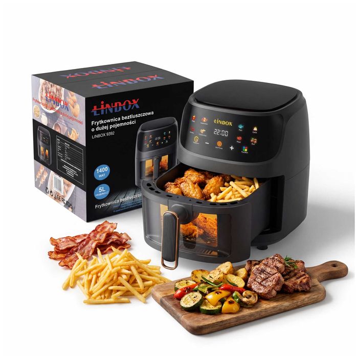 Frytkownica 5L/1400W beztłuszczowa LINBOX Air Fryer CZARNA