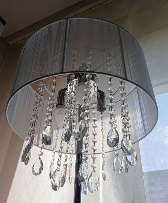 Lampa stojąca z abażurem diamentowe łezki Leroy Merlin