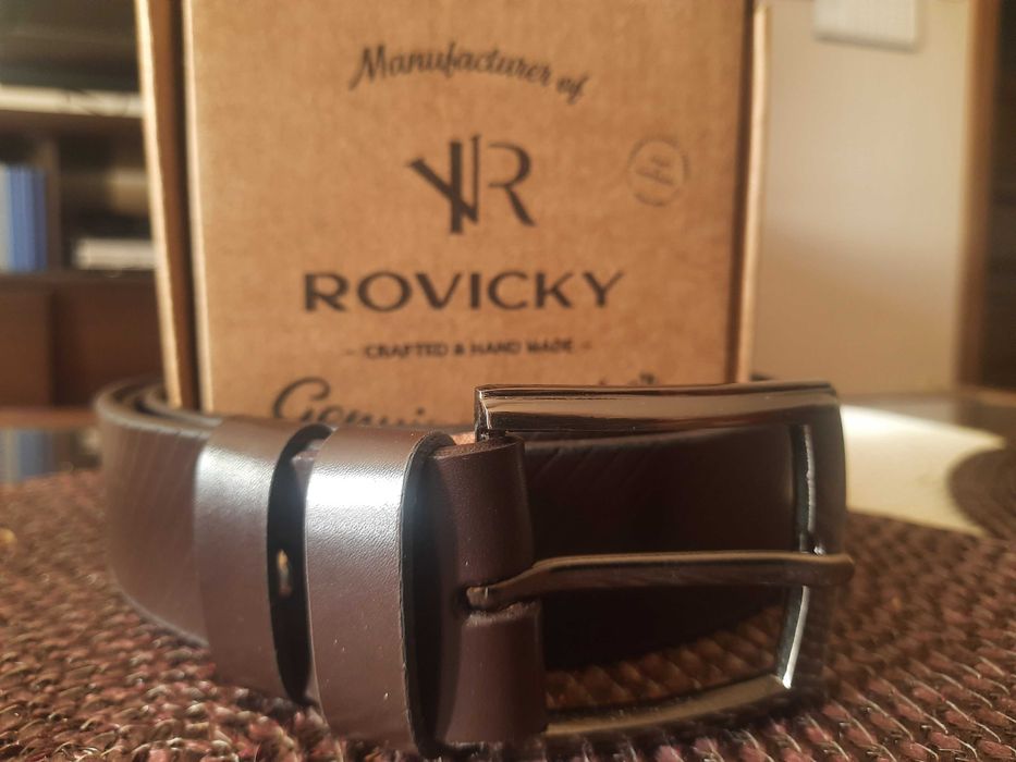 Pasek męski ciemny brązowy, bardzo elegancki!