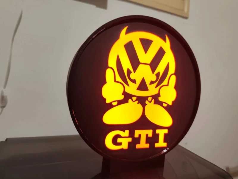 Lightbox Luminaria decorativa VW Volkswagen GTI cx Preta