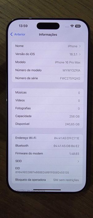 Iphone 16 Pro Max 256GB