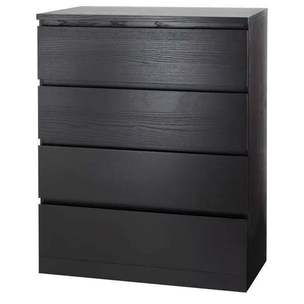 Cômoda Malm Ikea preta 4 gavetas