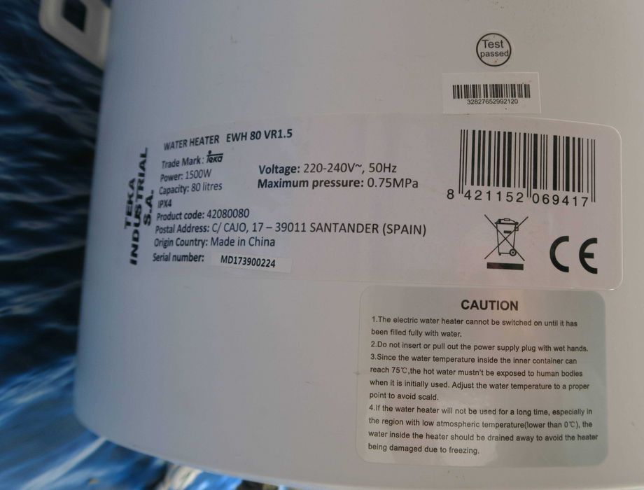 Caldeira de água quente TEKA 80L