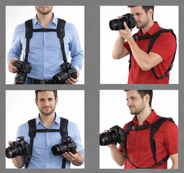 Arnês Duplo para Câmara DSLR – Conforto Profissional