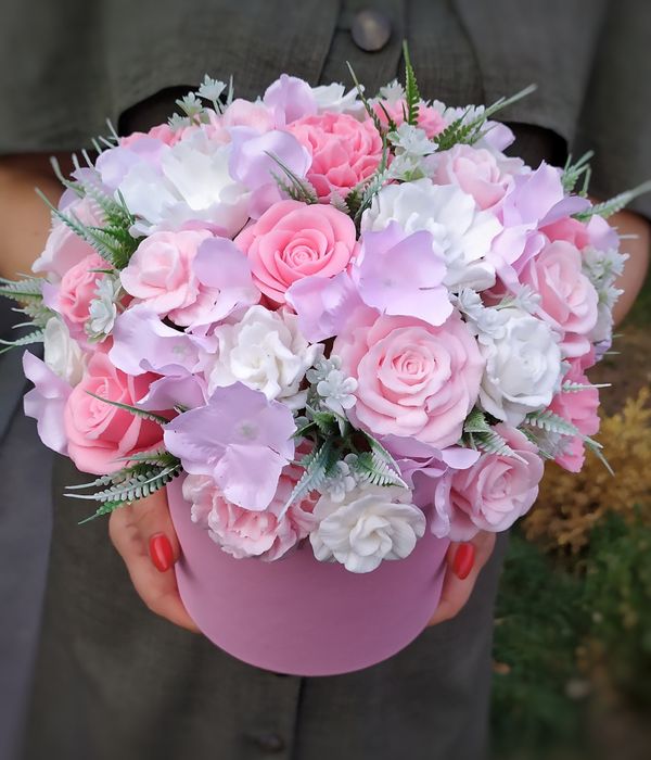 Букет з мила из мыла цветов квітів троянд роз ромашки Соняшник польови