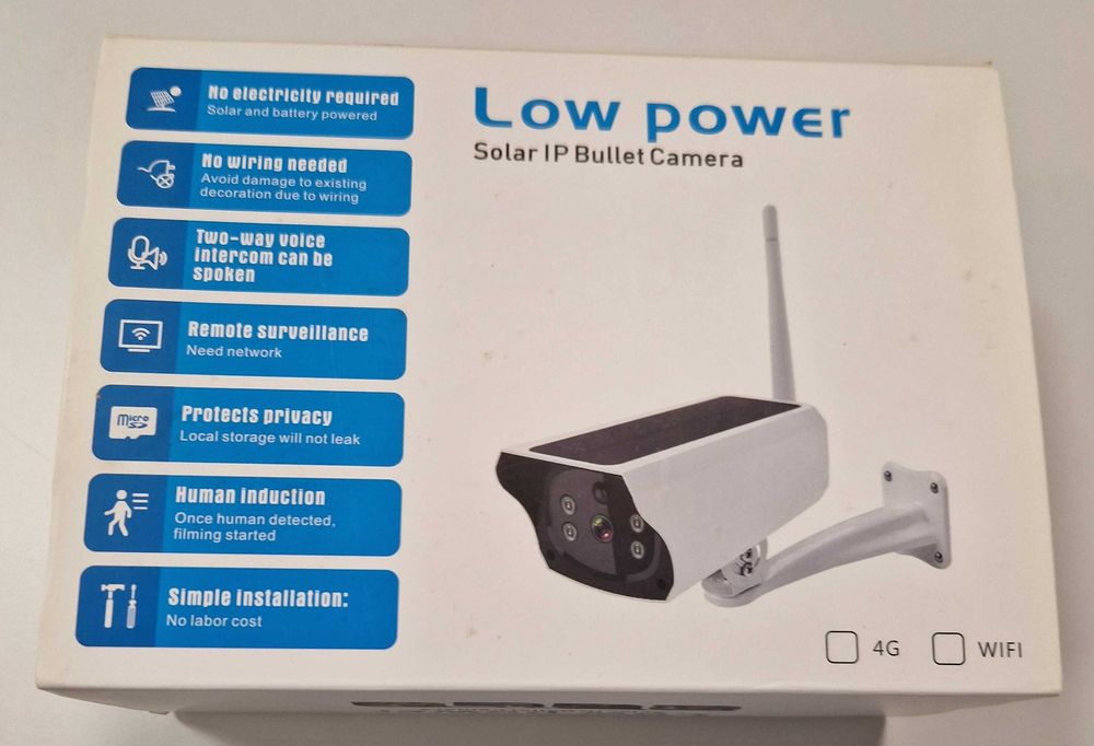 Camera exterior com bateria e painel solar