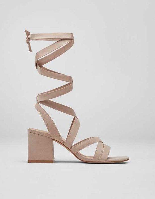 Sandálias com laçada rosa claro Pull & Bear Nº 36