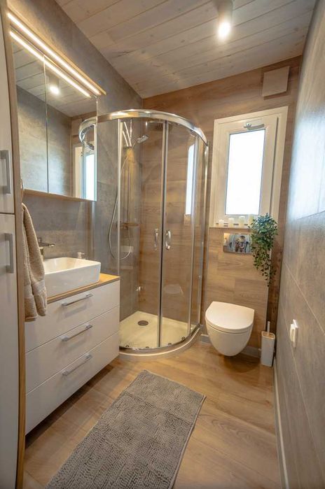 Domek z dużym przeszkleniem Całoroczny 50m2 drewniany Mobilny Modułowy