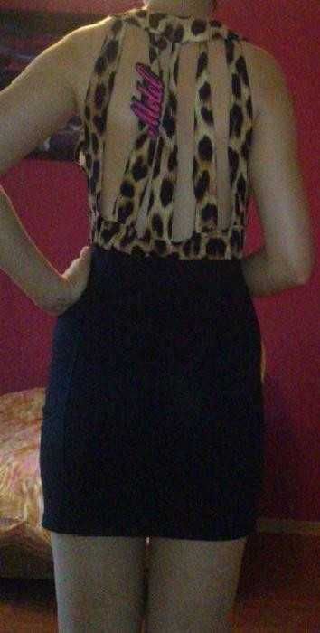 Sukienka walentynki imprezowa karnawał panterka krótka obcisła czarna