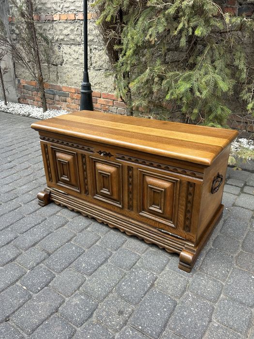Stylowa Skrzynia Kufer Komoda Lite Drewno 100% Unikat Po Renowacji