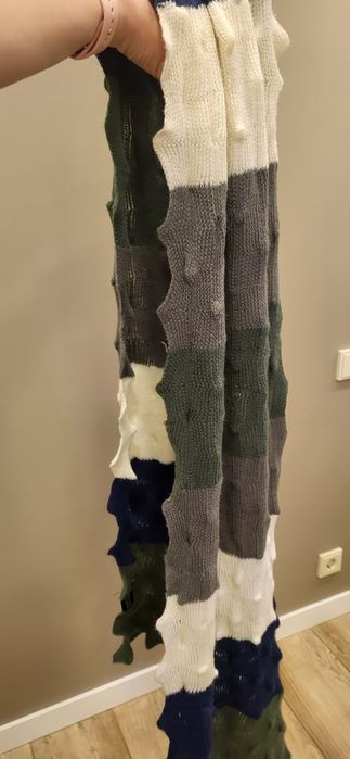 В'язанний шарф сіро біло синій