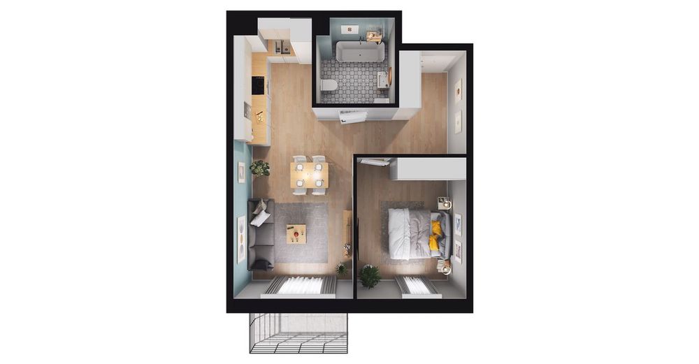 2-pokojowe mieszkanie 44m2 + balkon