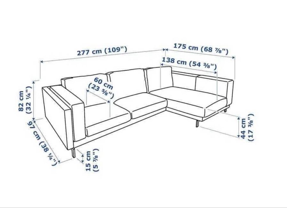 Sofa 3 lugares com chaise long à direita