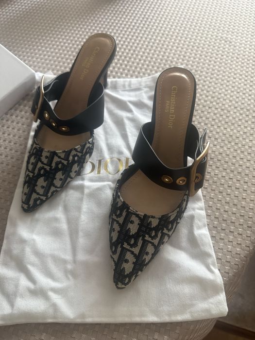 Klapki na obcasie niskim Dior 37 monogram