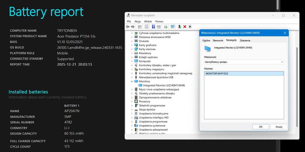 Acer Triton 300SE PT314-51s - i5 11gen, 16/512GB, RTX 3060 6GB, 144HZ