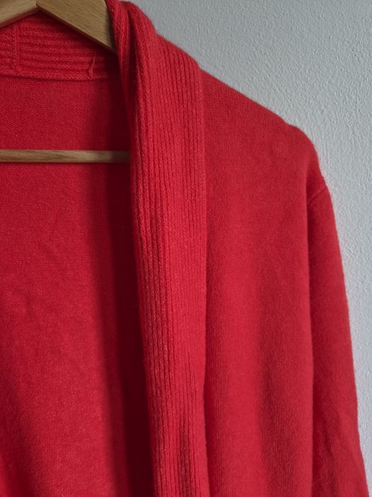Kardigan sweter czerwony malinowy koralowy