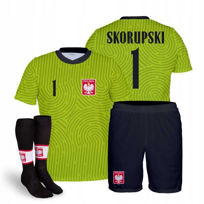 Strój piłkarski dziecięcy Polska Skorupski rozm. 128 + getry