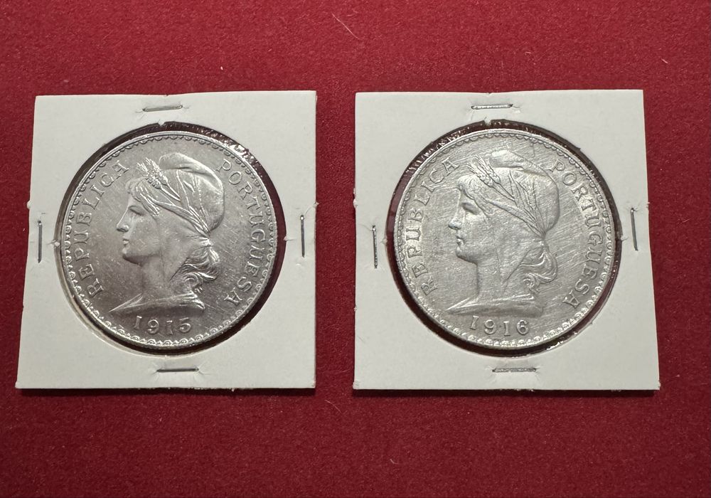 1$00  de 1915 e 1916 , 10$00, 5$00, 2$50  caravelas de prata varias datas