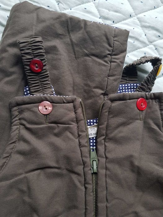 Spodnie ogrodniczki zimowe ocieplane kolor khaki 92