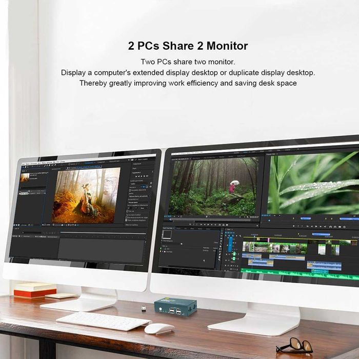 Przełącznik KVM DisplayPort podwójny monitor 4K 60 Hz DP 1.2 USB 743
