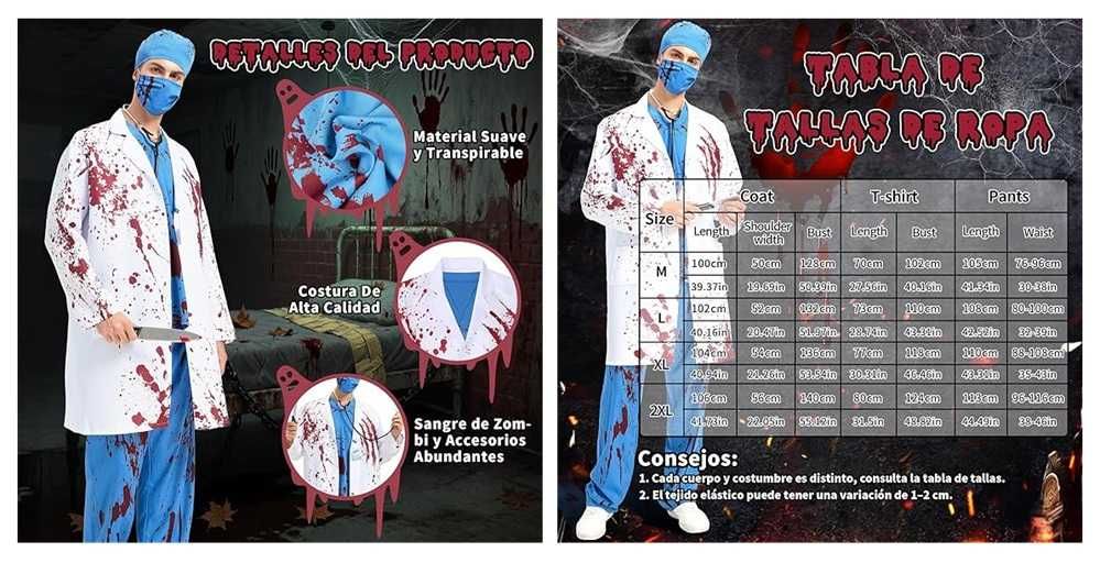 Yoohberrys disfarce zombie médico Tam XL (173)