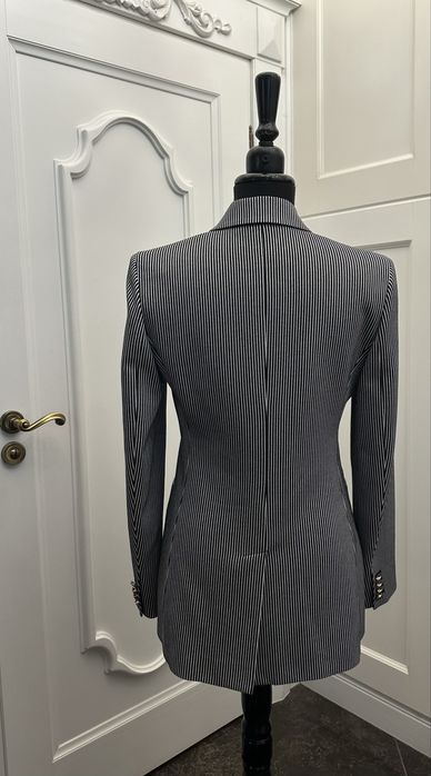 MAX MARA piękna marynarka ze spodniami w prążek, granatowy