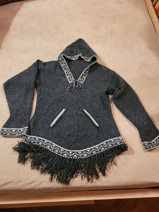 Sweter swetr hand made alpaka XS S boho
