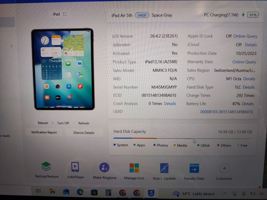 iPad Air 5 - procesor M1 - Stan Bardzo Dobry - Rachunek ze sklepu w komplecie