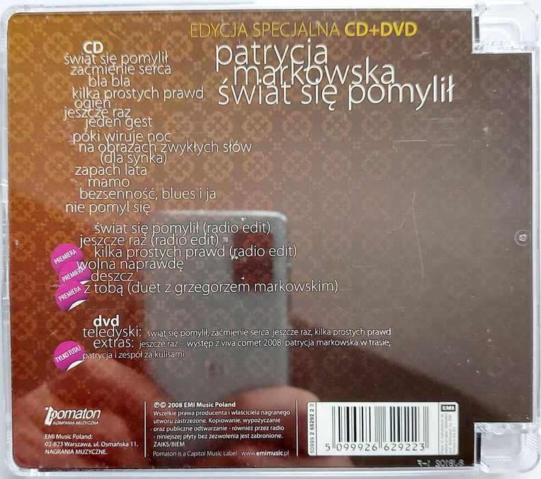 Patrycja Markowska Świat Się Pomylił CD+DVD 2008r
