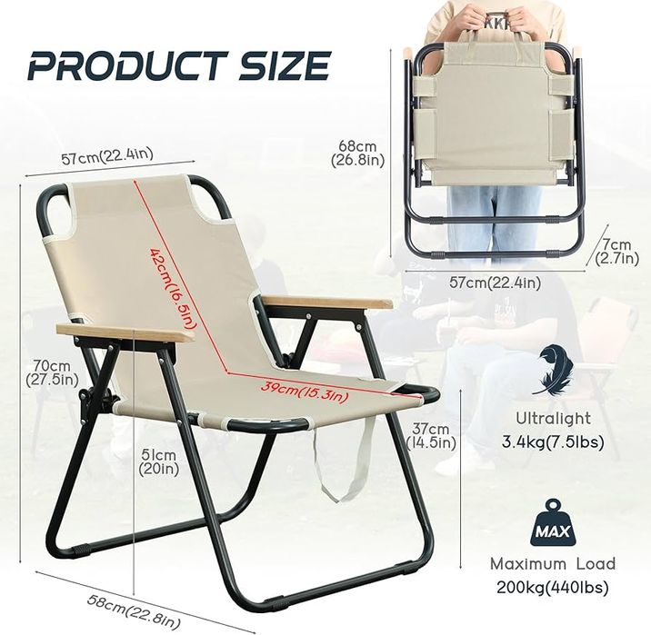 Cadeira de camping dobrável.