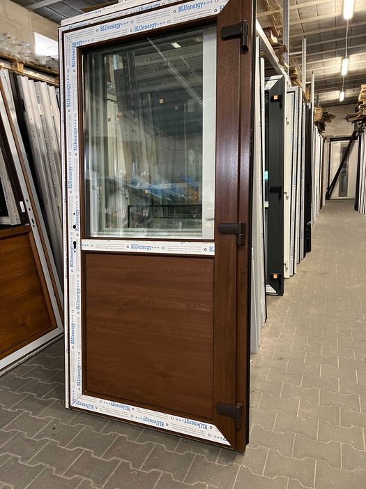 Drzwi zewnętrzne sklepowe PCV 100x200 Nowe TRANSPORT CAŁA PL profil 81