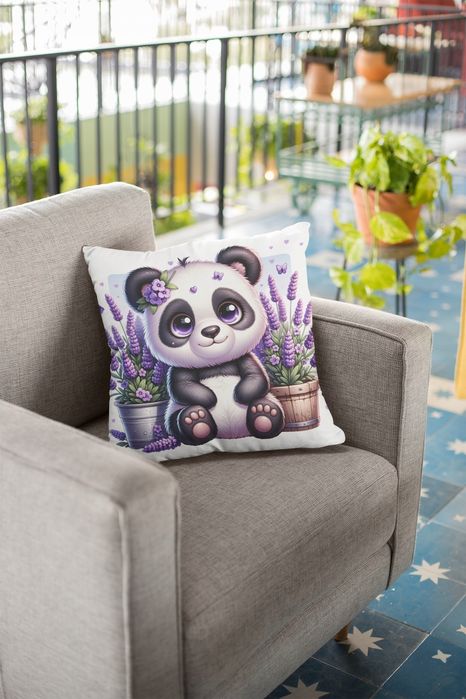 efektowna poduszka jasiek + wkład -słodka panda i lawenda - 37x37cm po